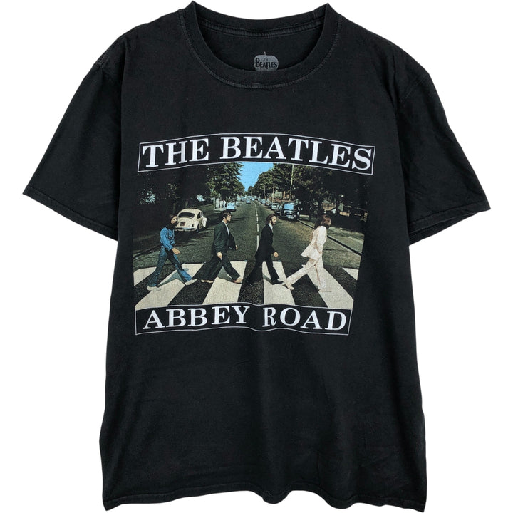 THE BEATLES Band T-shirt, Men's L size cotton black type Vintage Second Hand