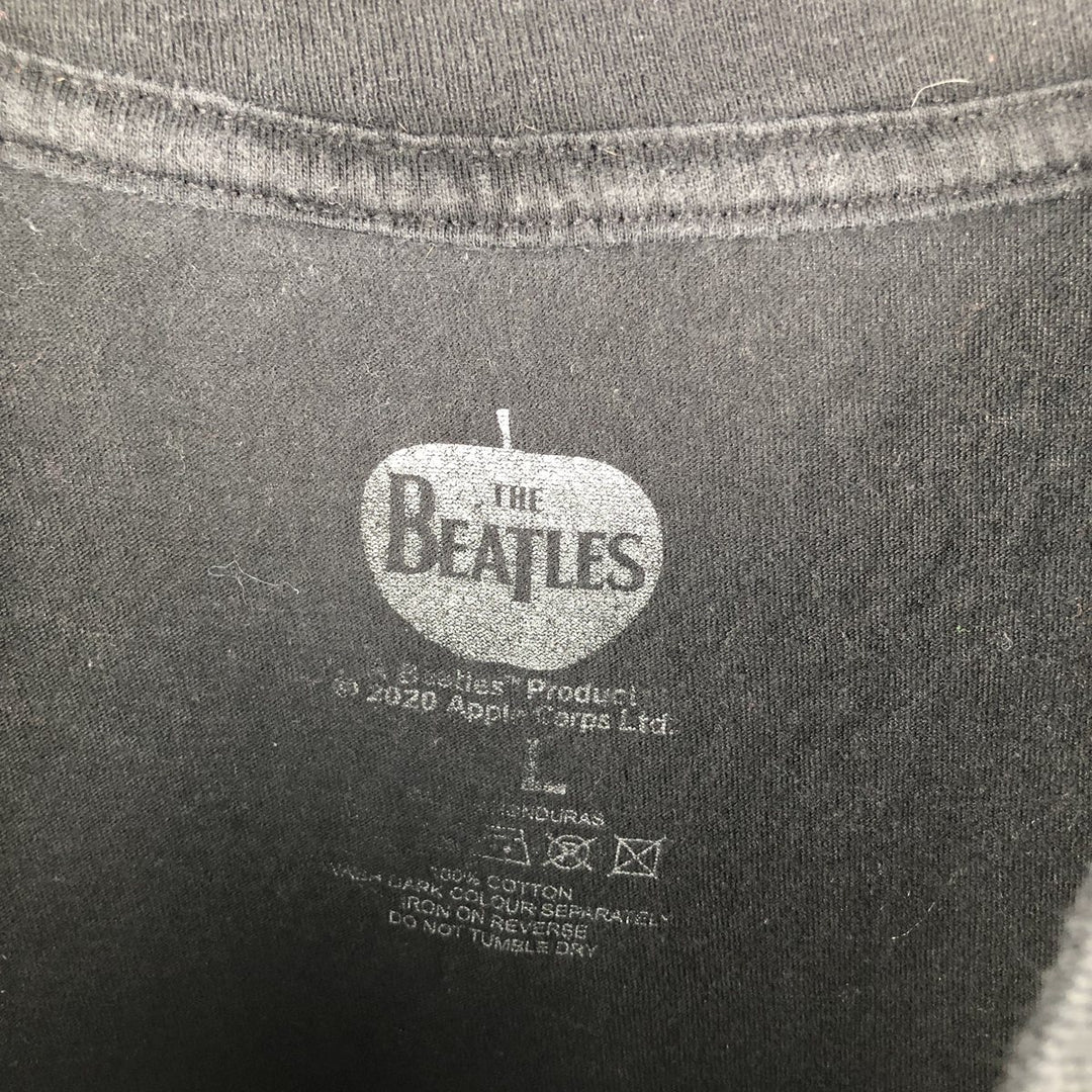THE BEATLES Band T-shirt, Men's L size cotton black type Vintage Second Hand