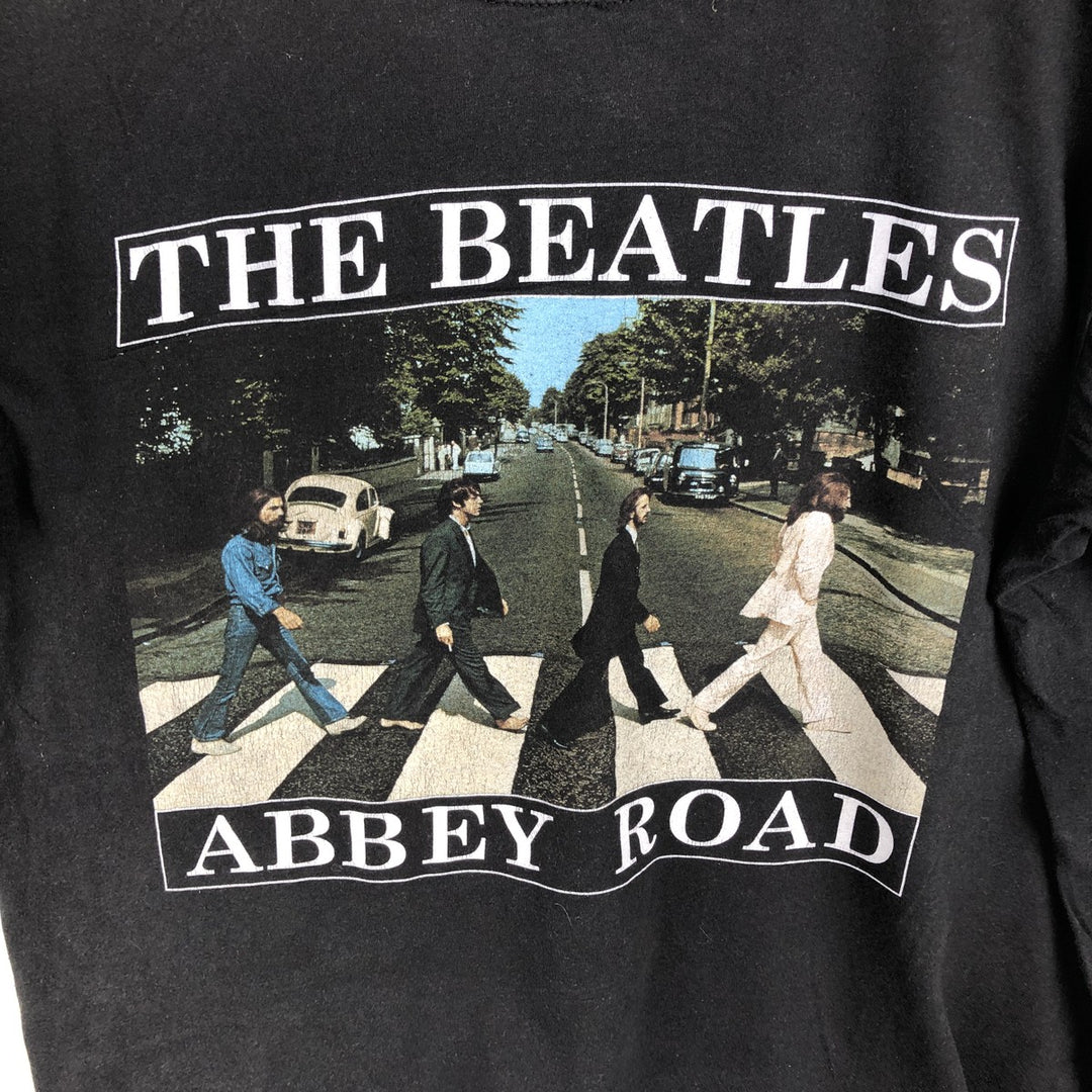 THE BEATLES Band T-shirt, Men's L size cotton black type Vintage Second Hand