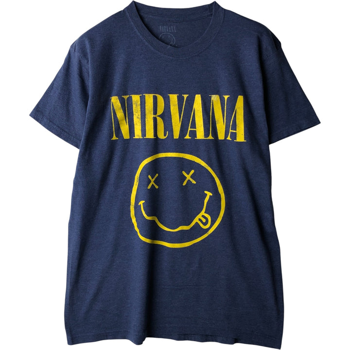 NIRVANA Nirvana Band T-shirt, Band T, Men's L size unclear Navy blue Vintage Second Hand