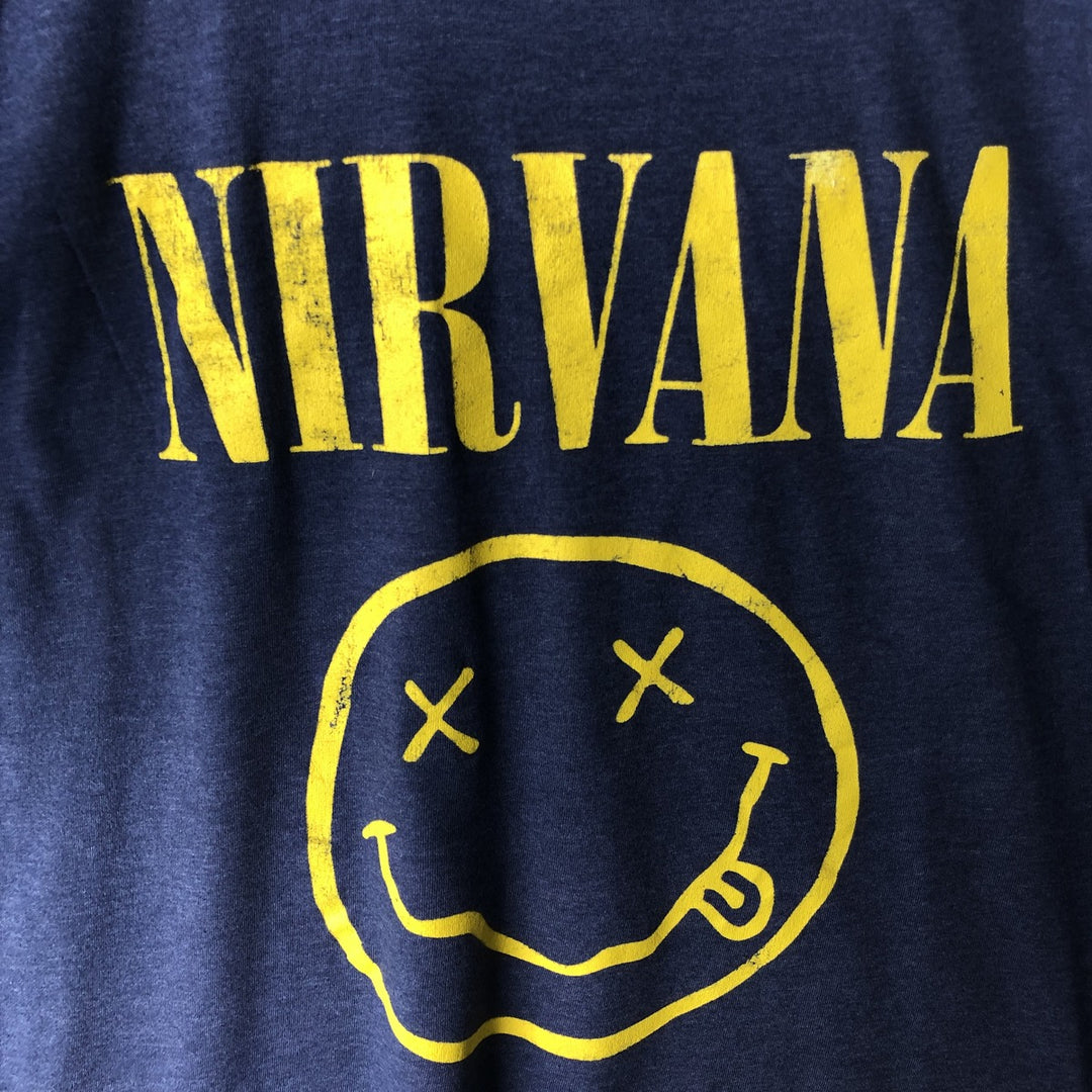 NIRVANA Nirvana Band T-shirt, Band T, Men's L size unclear Navy blue Vintage Second Hand