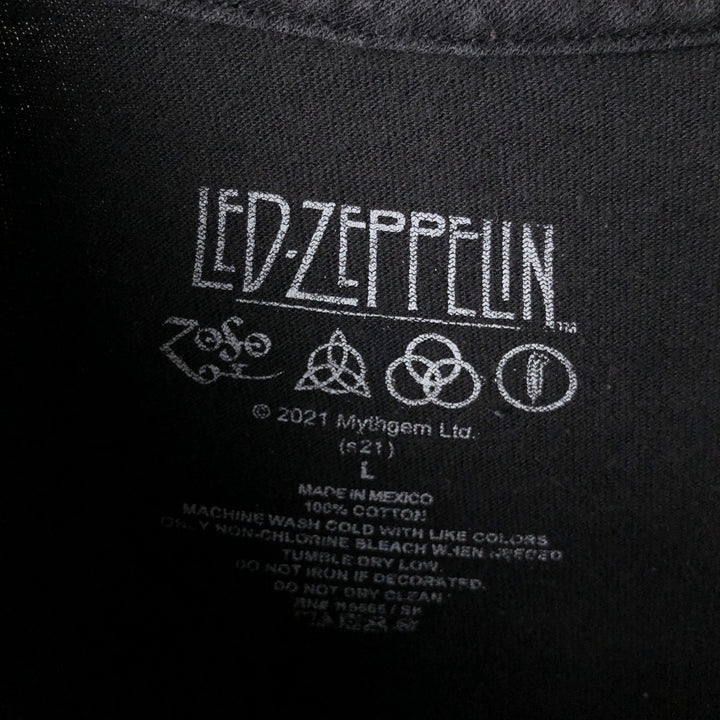 Led Zeppelin band T-shirt, men's size L, faded cotton black type Vintage Second Hand