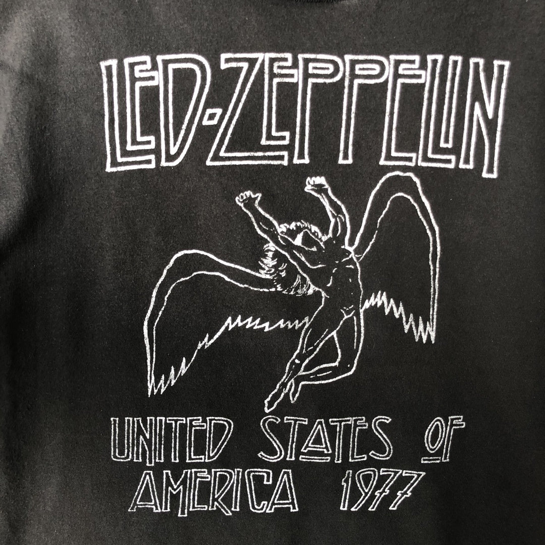 Led Zeppelin band T-shirt, men's size L, faded cotton black type Vintage Second Hand