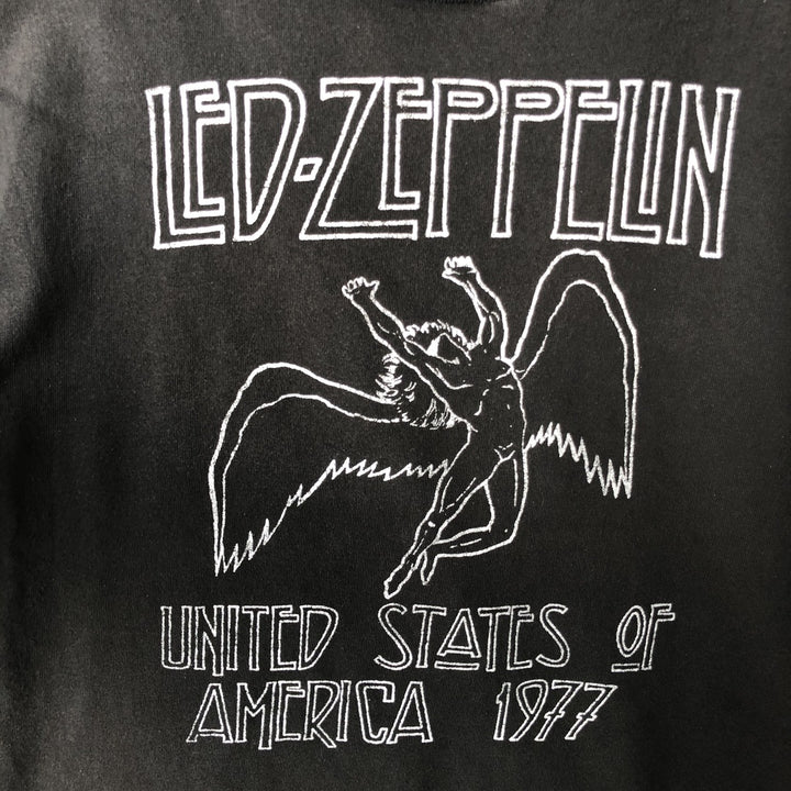 Led Zeppelin band T-shirt, men's size L, faded cotton black type Vintage Second Hand