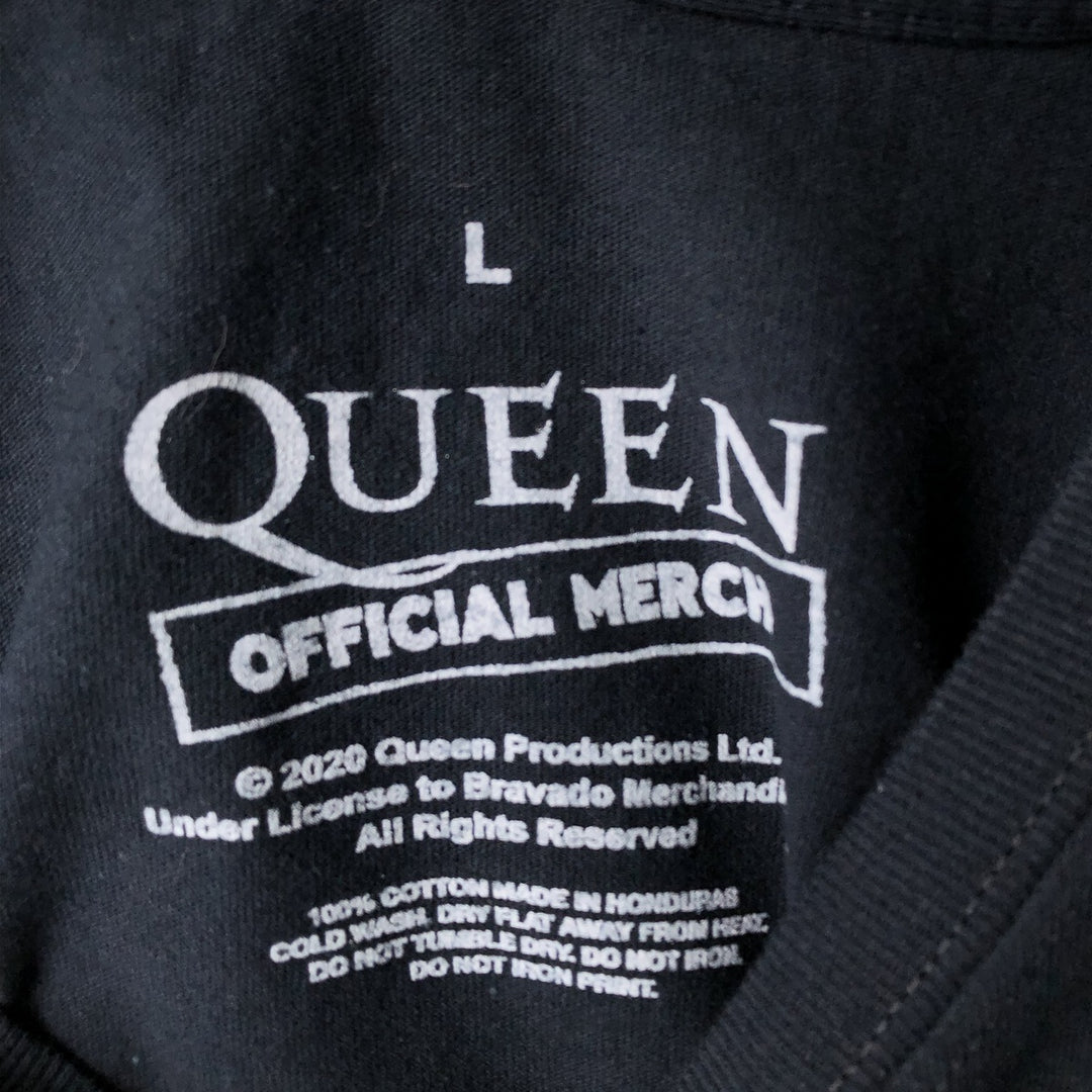 QUEEN Band T-shirt, Men's L size cotton black type Vintage Second Hand