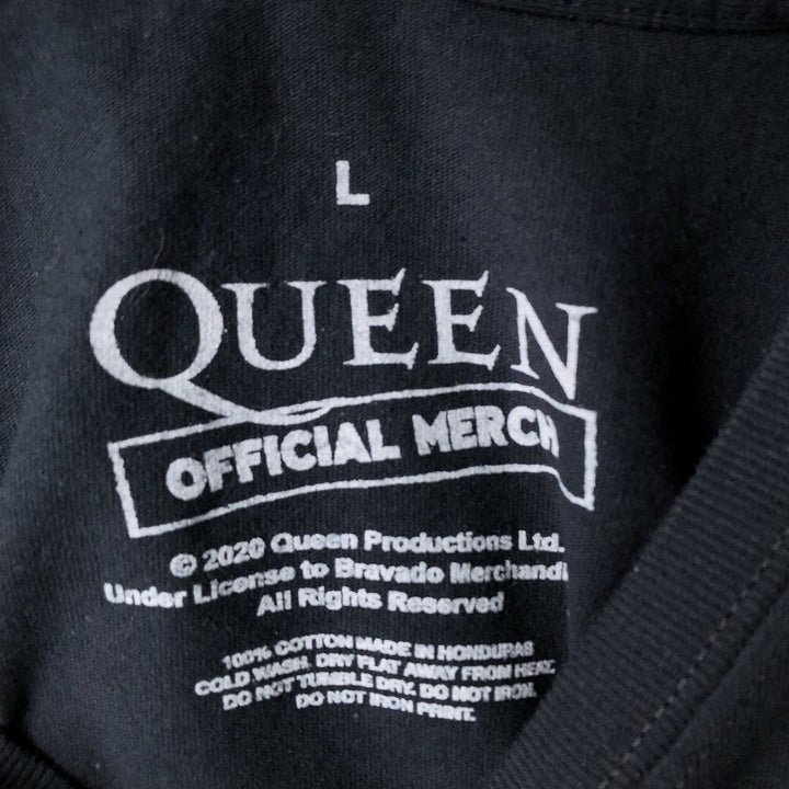 QUEEN Band T-shirt, Men's L size cotton black type Vintage Second Hand