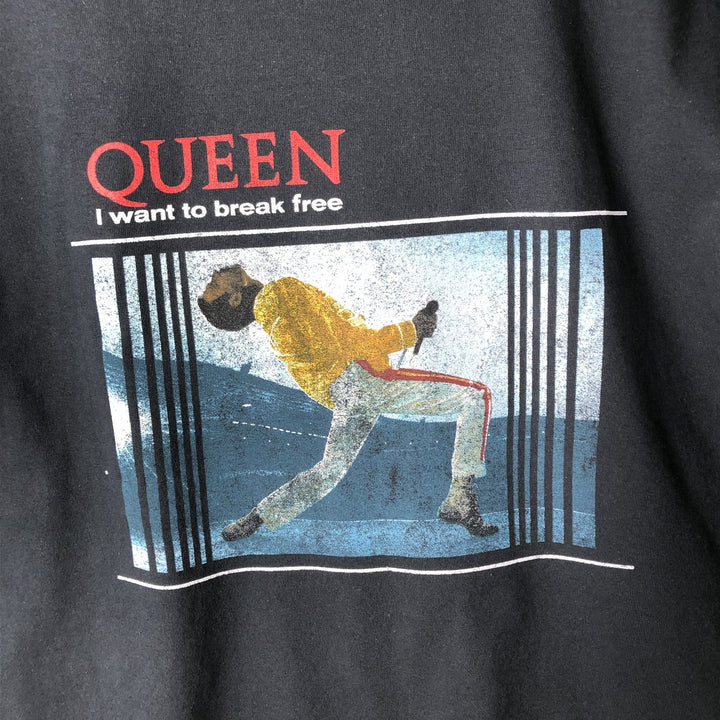 QUEEN Band T-shirt, Men's L size cotton black type Vintage Second Hand