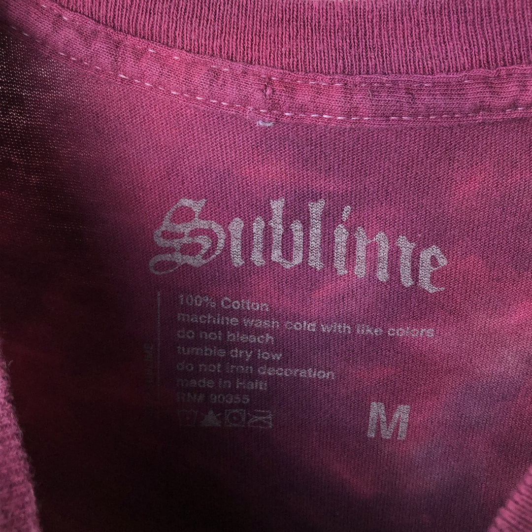 SUBLIME Tie-dye Pattern Band T-shirt, Men's M size cotton Red type red-purple Vintage Second Hand