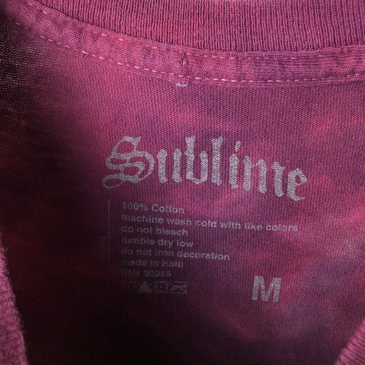 SUBLIME Tie-dye Pattern Band T-shirt, Men's M size cotton Red type red-purple Vintage Second Hand