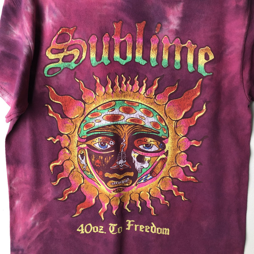 SUBLIME Tie-dye Pattern Band T-shirt, Men's M size cotton Red type red-purple Vintage Second Hand