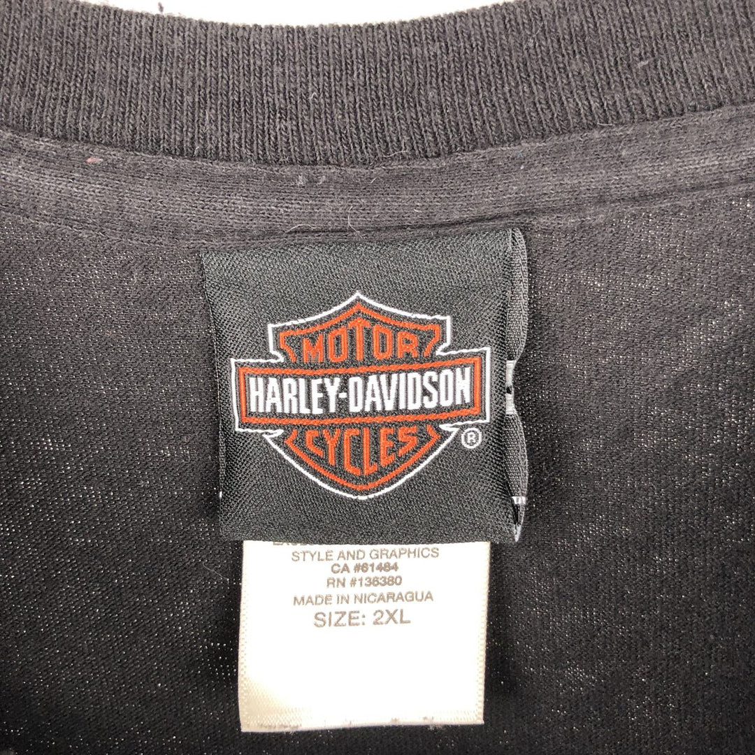 Harley-Davidson Skull Pattern Motorcycle Bike T-shirt Men's XXL cotton black type Vintage Second Hand