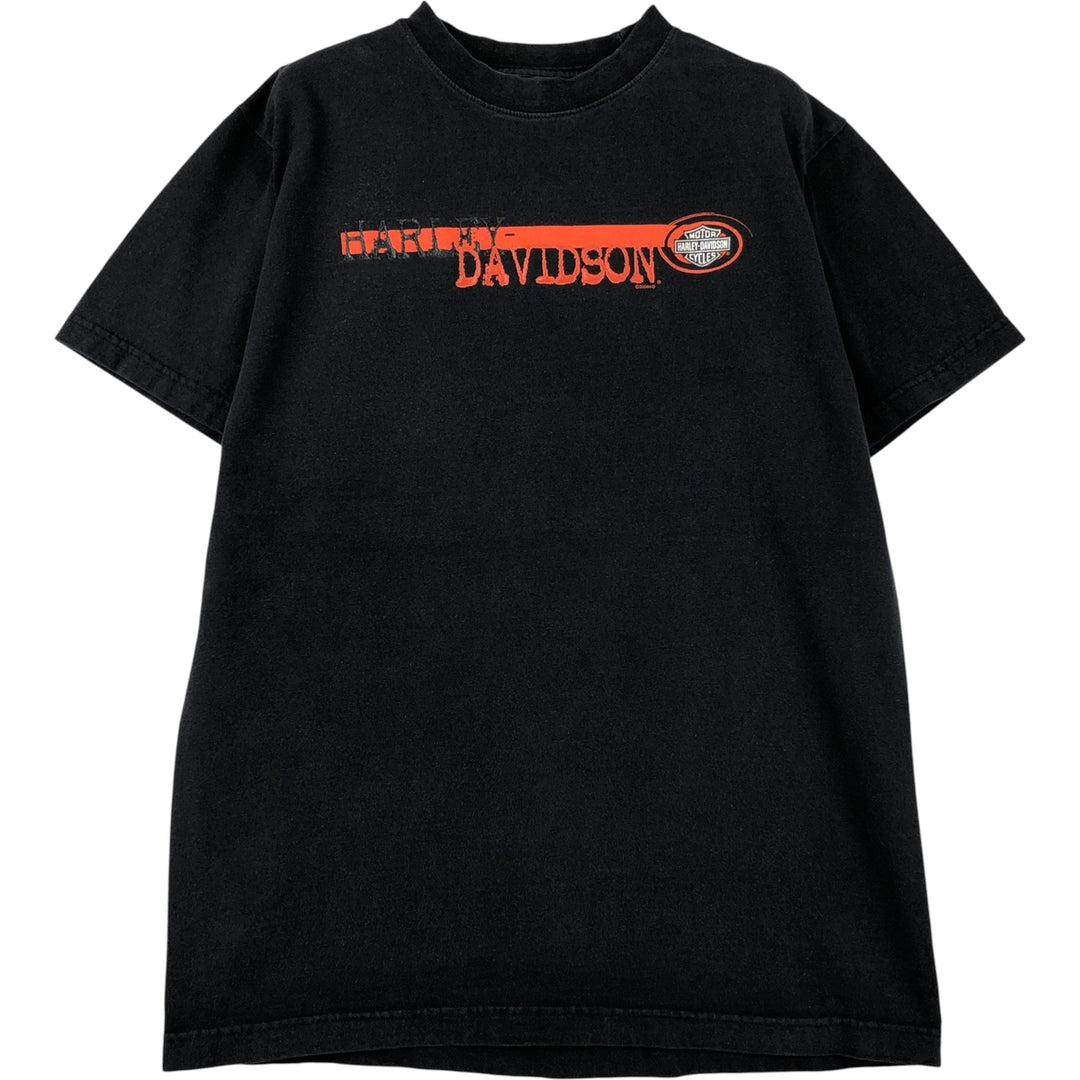 00'S Harley-Davidson Motorcycle Bike T-shirt Men's M size cotton black type Vintage Second Hand