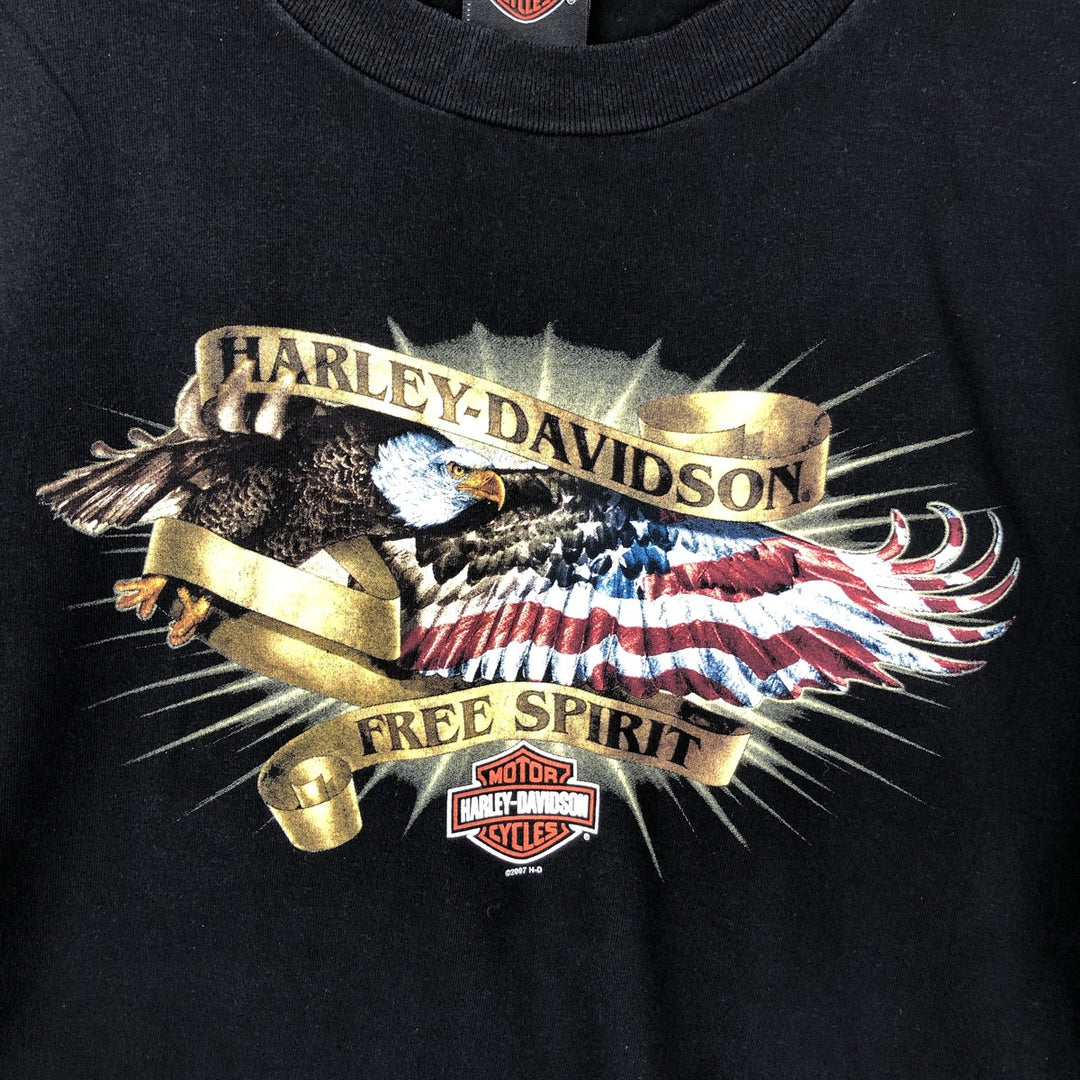Harley-Davidson Eagle Pattern Motorcycle Bike T-shirt Made in USA Men's XXL cotton white type Vintage Second Hand