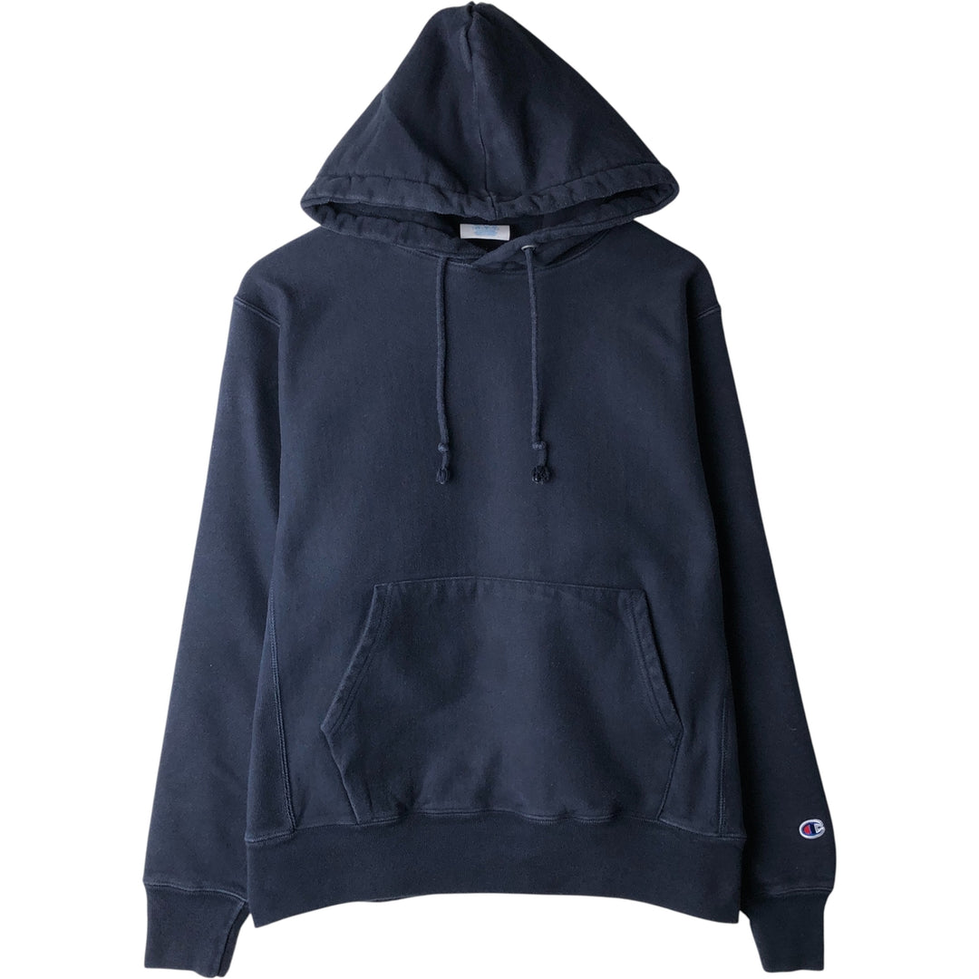 Champion REVERSE WEAVE Reverse Weave Plain Blank Sweatshirt Hoodie Men's M Size cotton navy blue type Vintage Second Hand