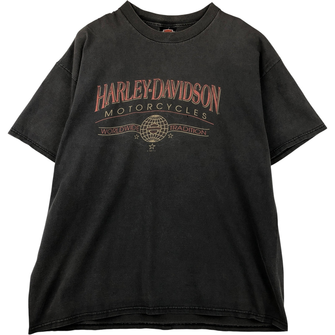 90'S Harley-Davidson Motorcycle Bike T-shirt Made in USA Men's XXL Vintage cotton Charcoal Vintage Second Hand