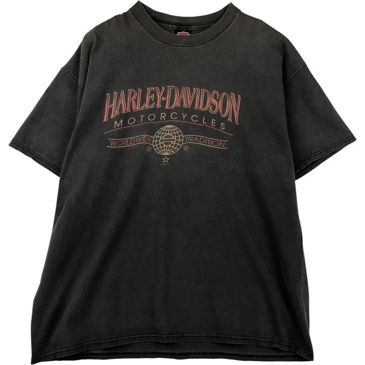 90'S Harley-Davidson Motorcycle Bike T-shirt Made in USA Men's XXL Vintage cotton Charcoal Vintage Second Hand