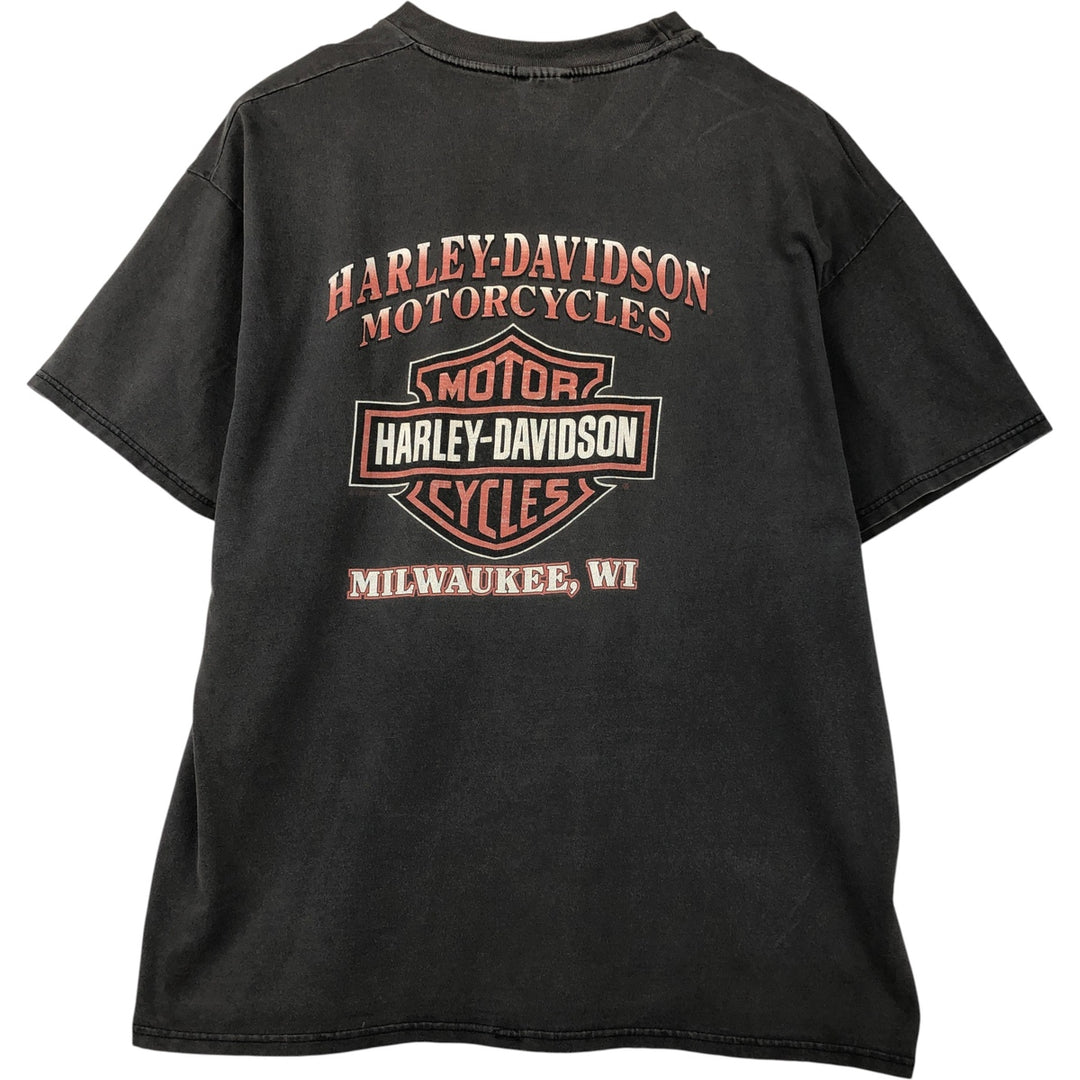 90'S Harley-Davidson Motorcycle Bike T-shirt Made in USA Men's XXL Vintage cotton Charcoal Vintage Second Hand