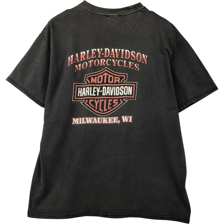 90'S Harley-Davidson Motorcycle Bike T-shirt Made in USA Men's XXL Vintage cotton Charcoal Vintage Second Hand