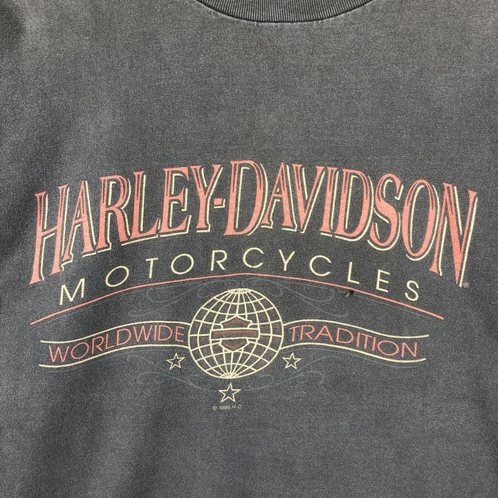 90'S Harley-Davidson Motorcycle Bike T-shirt Made in USA Men's XXL Vintage cotton Charcoal Vintage Second Hand