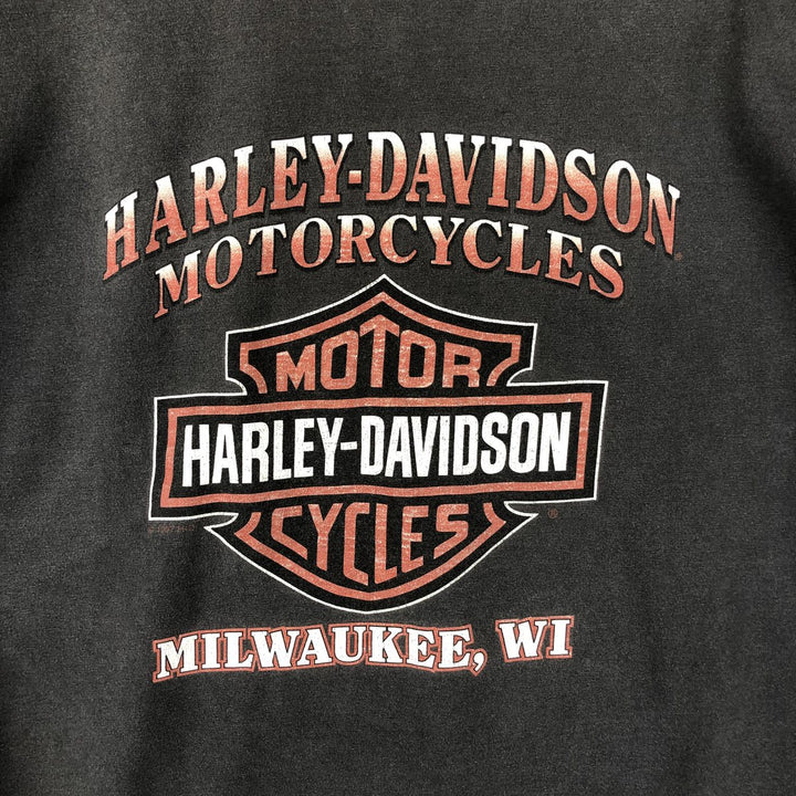 90'S Harley-Davidson Motorcycle Bike T-shirt Made in USA Men's XXL Vintage cotton Charcoal Vintage Second Hand