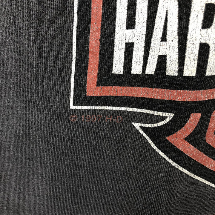 90'S Harley-Davidson Motorcycle Bike T-shirt Made in USA Men's XXL Vintage cotton Charcoal Vintage Second Hand