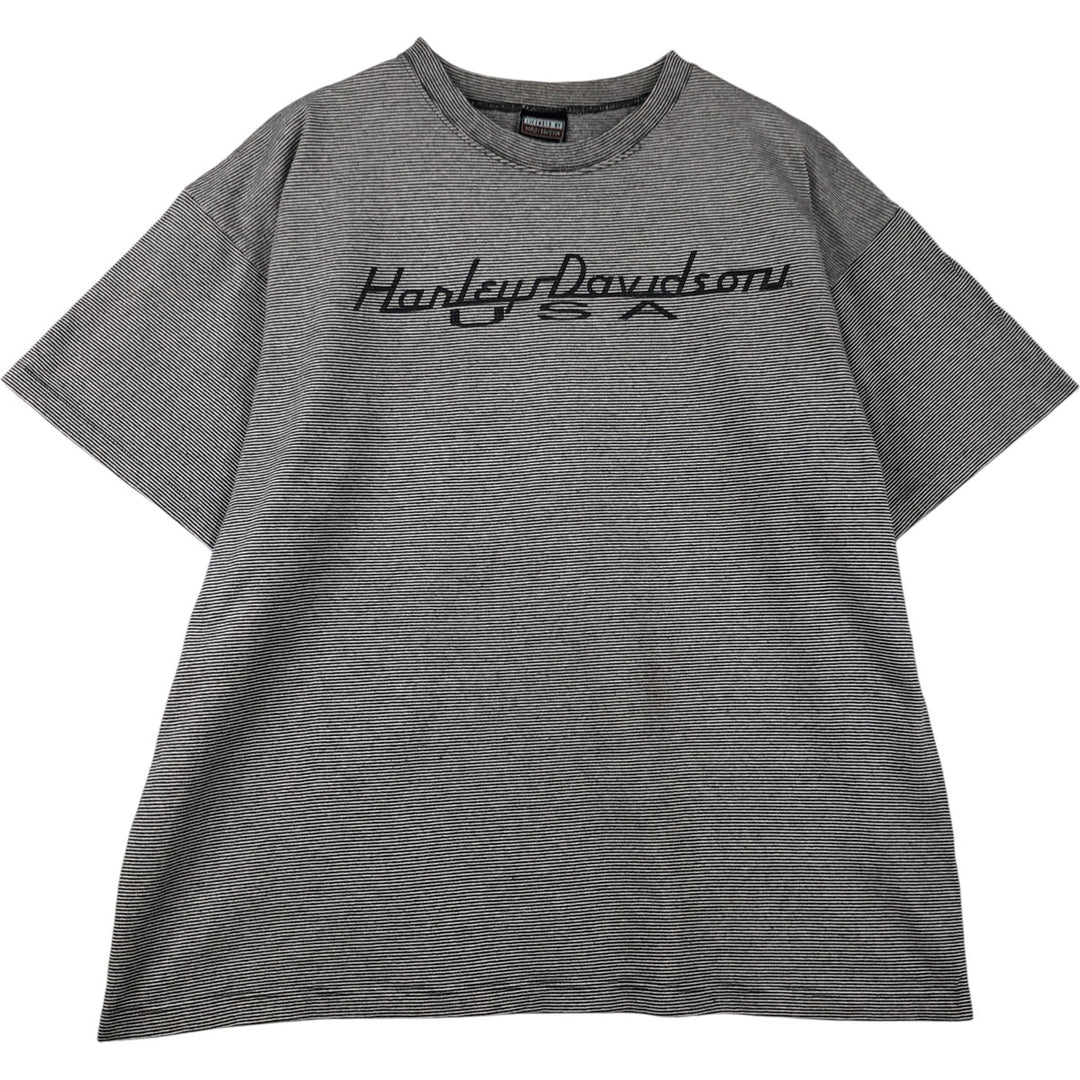 Harley-Davidson Border Pattern Motorcycle T-Shirt, Made in USA, Men's Size XL cotton black type Vintage Second Hand