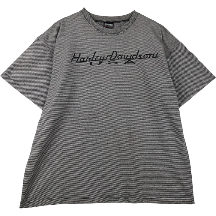Harley-Davidson Border Pattern Motorcycle T-Shirt, Made in USA, Men's Size XL cotton black type Vintage Second Hand