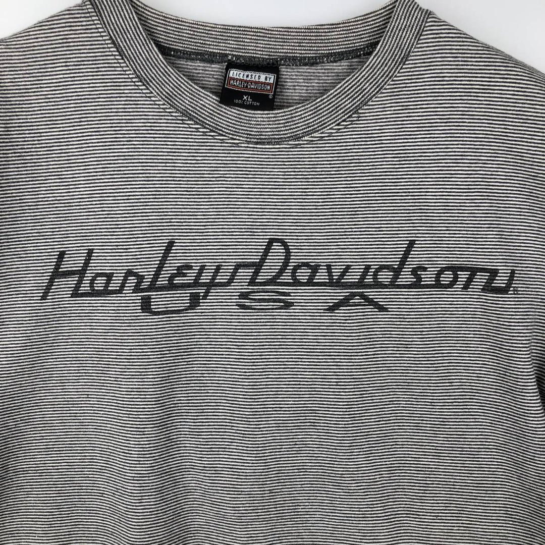 Harley-Davidson Border Pattern Motorcycle T-Shirt, Made in USA, Men's Size XL cotton black type Vintage Second Hand