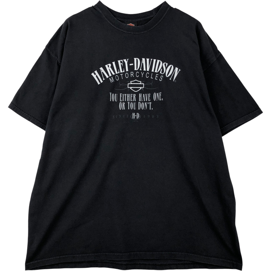 00'S Harley-Davidson Motorcycle Bike T-shirt Made in USA Men's XXL cotton black type Vintage Second Hand