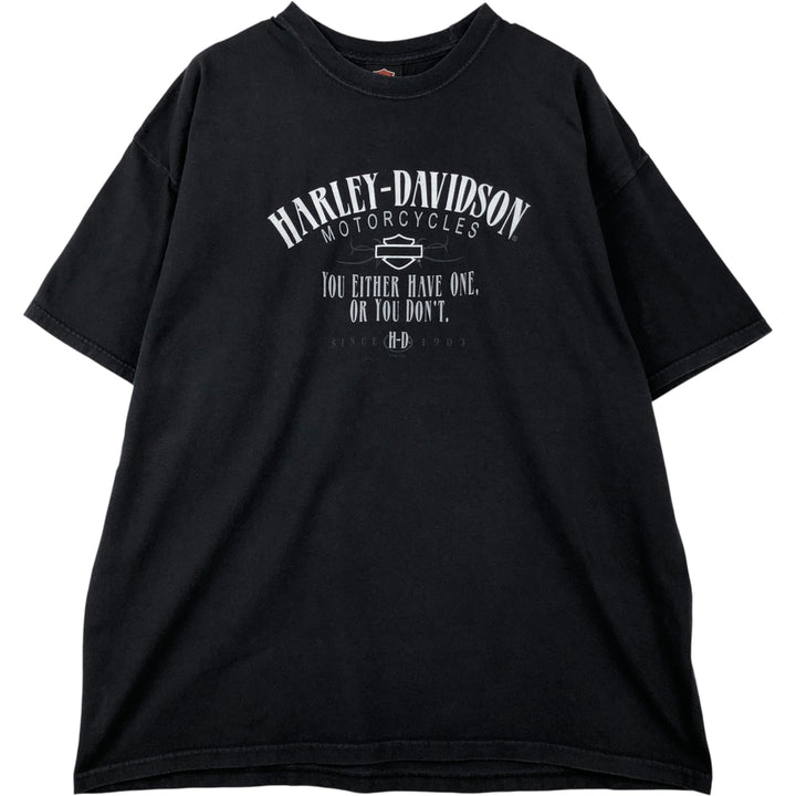 00'S Harley-Davidson Motorcycle Bike T-shirt Made in USA Men's XXL cotton black type Vintage Second Hand