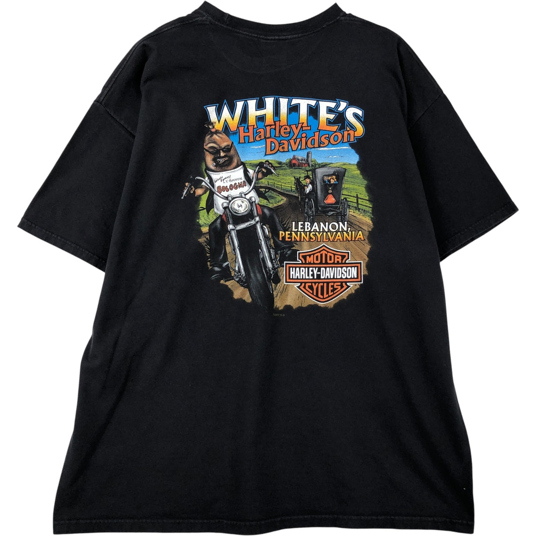 00'S Harley-Davidson Motorcycle Bike T-shirt Made in USA Men's XXL cotton black type Vintage Second Hand