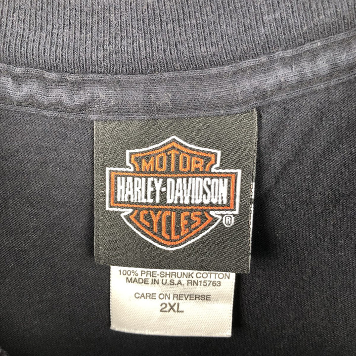 00'S Harley-Davidson Motorcycle Bike T-shirt Made in USA Men's XXL cotton black type Vintage Second Hand