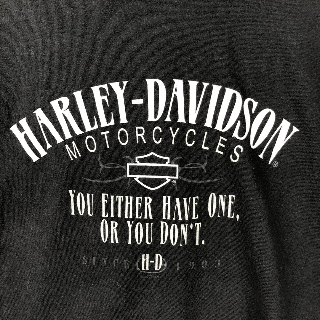 00'S Harley-Davidson Motorcycle Bike T-shirt Made in USA Men's XXL cotton black type Vintage Second Hand