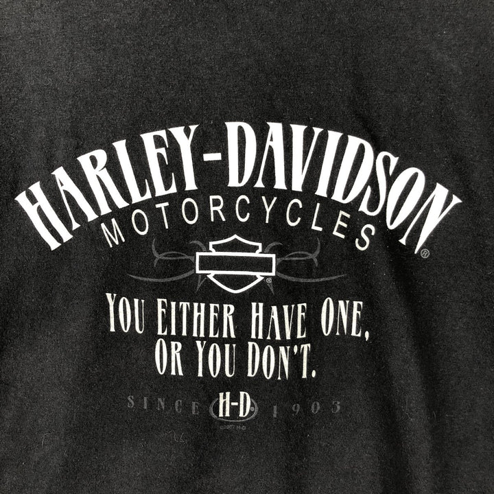 00'S Harley-Davidson Motorcycle Bike T-shirt Made in USA Men's XXL cotton black type Vintage Second Hand