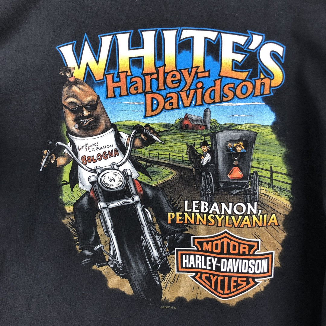 00'S Harley-Davidson Motorcycle Bike T-shirt Made in USA Men's XXL cotton black type Vintage Second Hand