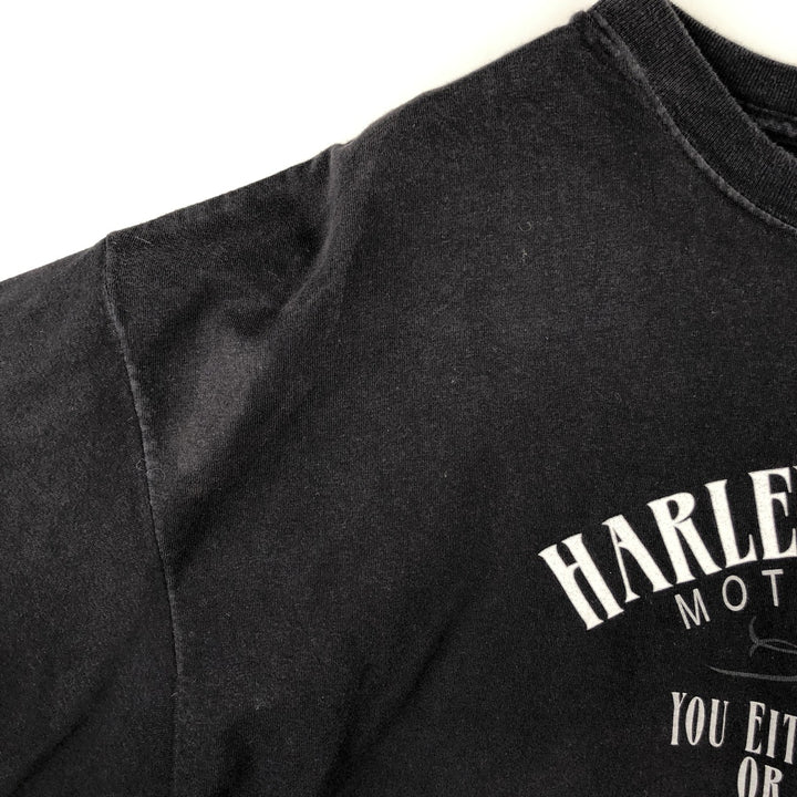 00'S Harley-Davidson Motorcycle Bike T-shirt Made in USA Men's XXL cotton black type Vintage Second Hand