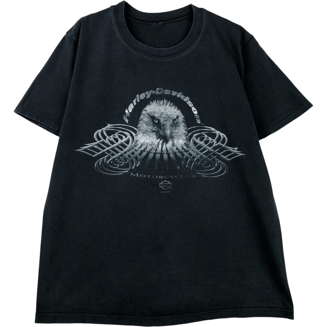 00'S Harley-Davidson Eagle Pattern Motorcycle Bike T-shirt Men's XL unclear black type Vintage Second Hand