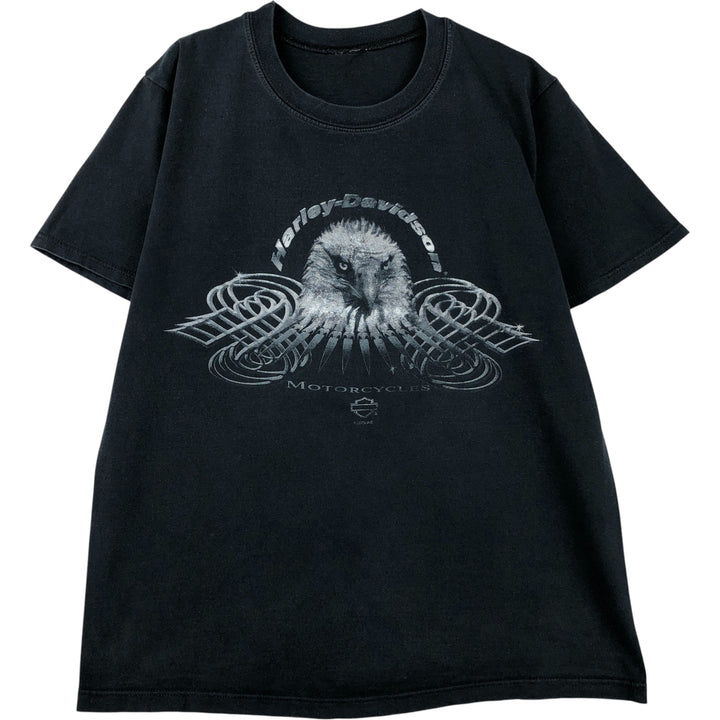 00'S Harley-Davidson Eagle Pattern Motorcycle Bike T-shirt Men's XL unclear black type Vintage Second Hand