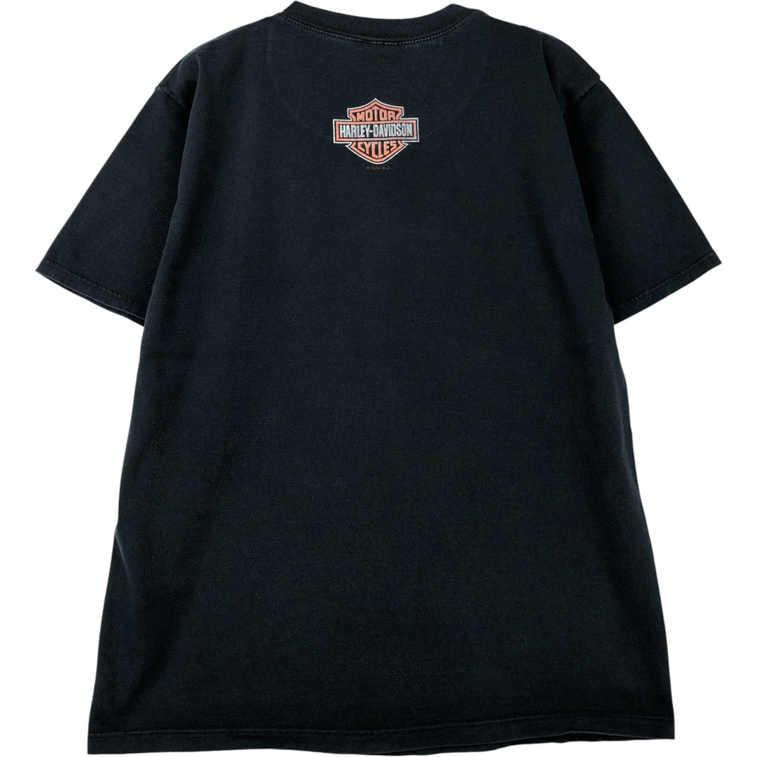 00'S Harley-Davidson Eagle Pattern Motorcycle Bike T-shirt Men's XL unclear black type Vintage Second Hand