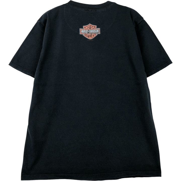 00'S Harley-Davidson Eagle Pattern Motorcycle Bike T-shirt Men's XL unclear black type Vintage Second Hand