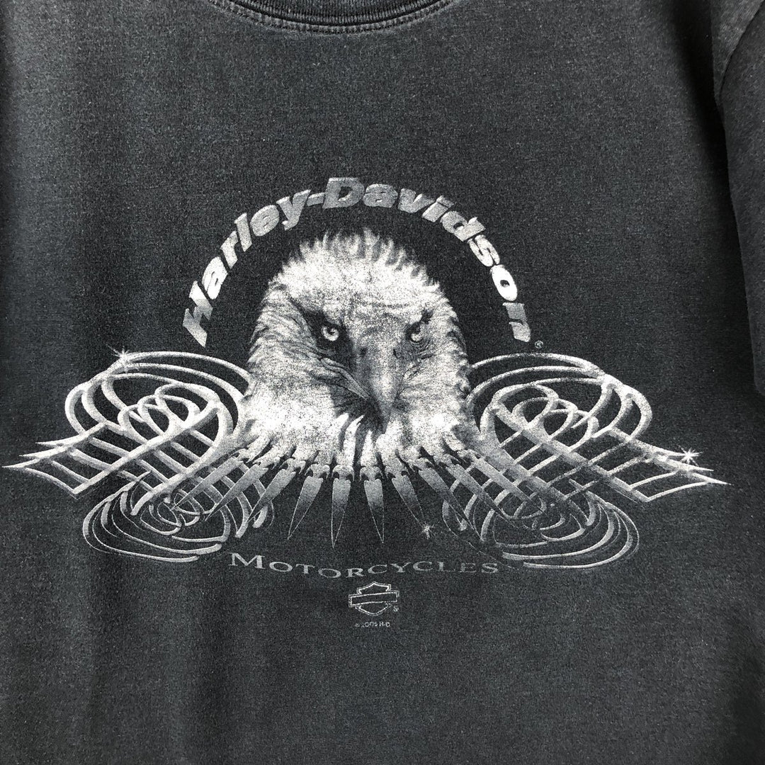00'S Harley-Davidson Eagle Pattern Motorcycle Bike T-shirt Men's XL unclear black type Vintage Second Hand