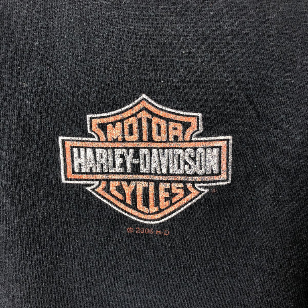 00'S Harley-Davidson Eagle Pattern Motorcycle Bike T-shirt Men's XL unclear black type Vintage Second Hand