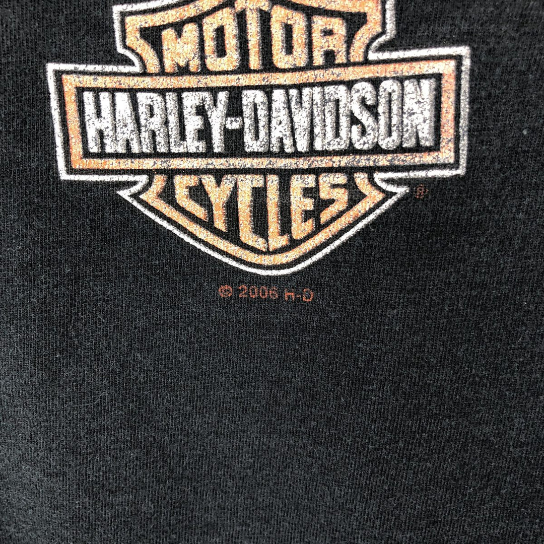 00'S Harley-Davidson Eagle Pattern Motorcycle Bike T-shirt Men's XL unclear black type Vintage Second Hand