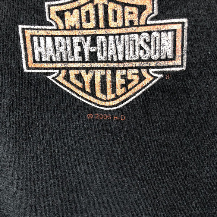 00'S Harley-Davidson Eagle Pattern Motorcycle Bike T-shirt Men's XL unclear black type Vintage Second Hand