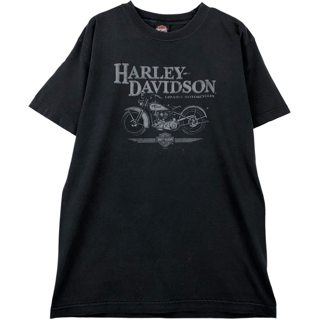 00'S Harley-Davidson Motorcycle Bike T-shirt Made in USA Men's L size cotton black type Vintage Second Hand