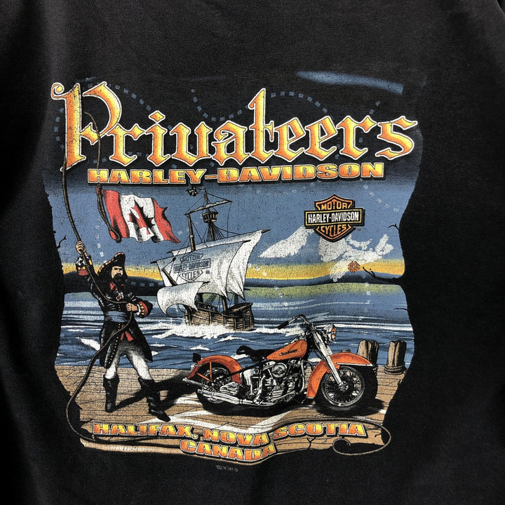 00'S Harley-Davidson Motorcycle Bike T-shirt Made in USA Men's L size cotton black type Vintage Second Hand