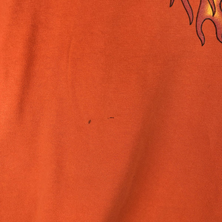 00'S Harley-Davidson Fire Pattern Motorcycle Bike T-Shirt Made in USA Men's XXL cotton orange type Vintage Second Hand