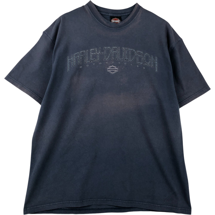 00'S Harley-Davidson Motorcycle Bike T-shirt Made in USA Men's XL cotton navy blue type Vintage Second Hand