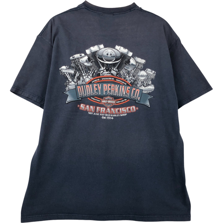 00'S Harley-Davidson Motorcycle Bike T-shirt Made in USA Men's XL cotton navy blue type Vintage Second Hand