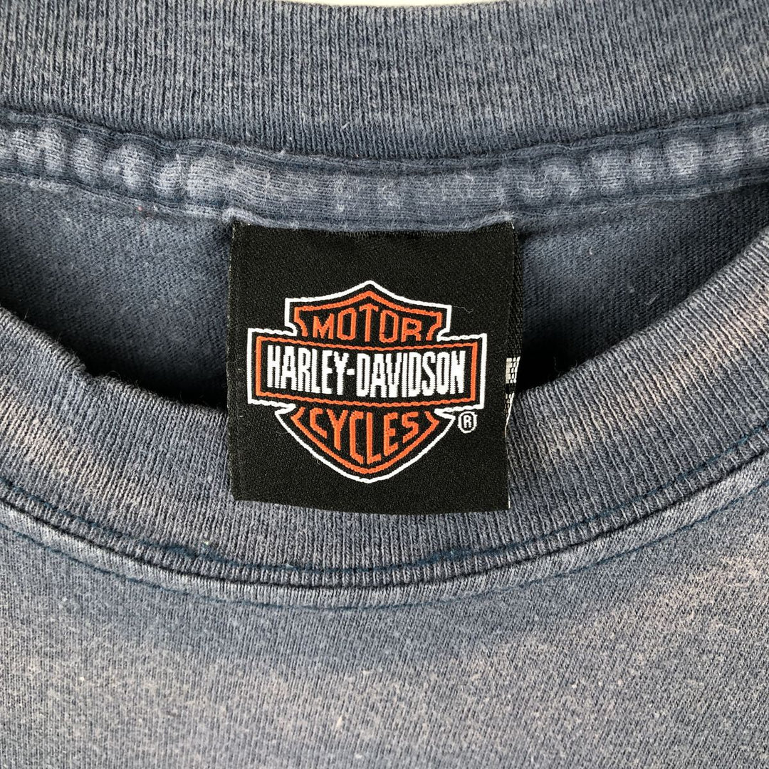 00'S Harley-Davidson Motorcycle Bike T-shirt Made in USA Men's XL cotton navy blue type Vintage Second Hand